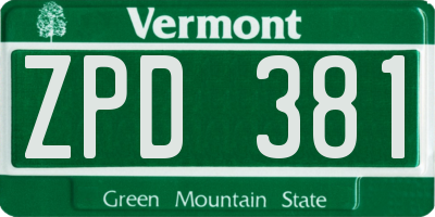 VT license plate ZPD381