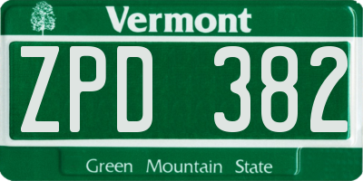 VT license plate ZPD382