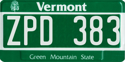 VT license plate ZPD383