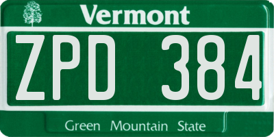 VT license plate ZPD384