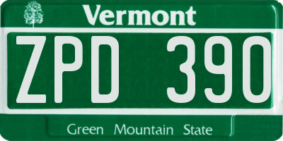VT license plate ZPD390
