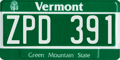 VT license plate ZPD391