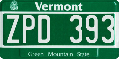 VT license plate ZPD393
