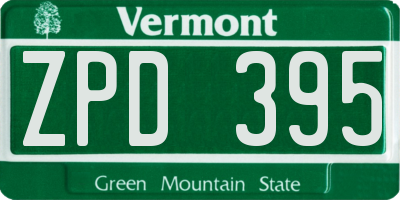 VT license plate ZPD395