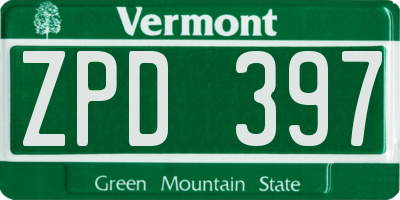 VT license plate ZPD397