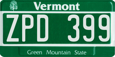 VT license plate ZPD399