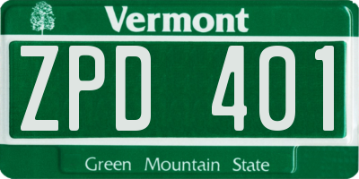 VT license plate ZPD401