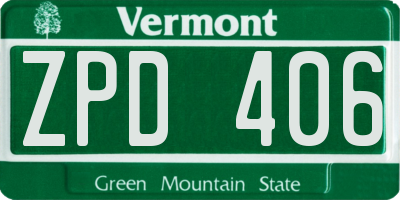 VT license plate ZPD406