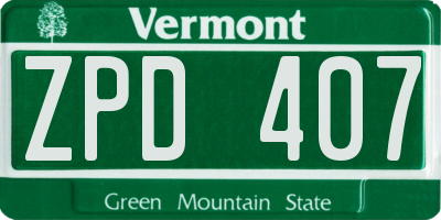 VT license plate ZPD407