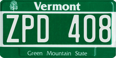 VT license plate ZPD408