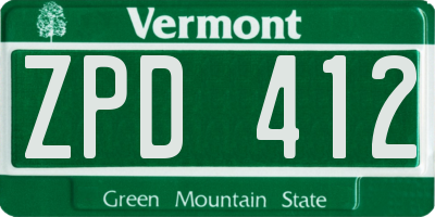 VT license plate ZPD412