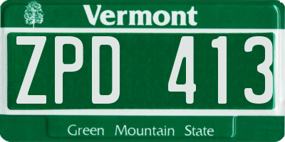 VT license plate ZPD413