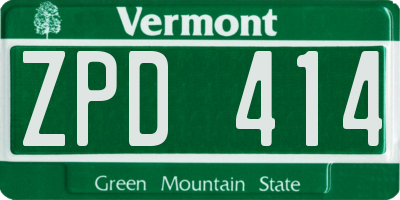 VT license plate ZPD414