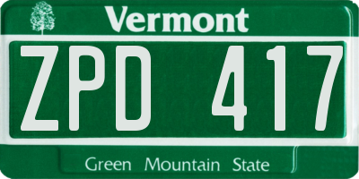VT license plate ZPD417