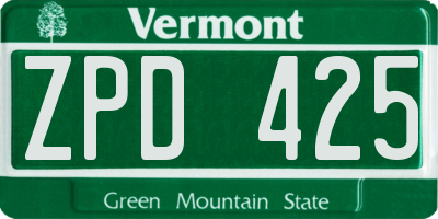 VT license plate ZPD425