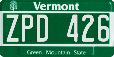 VT license plate ZPD426