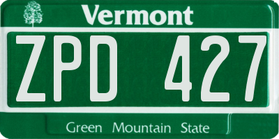 VT license plate ZPD427