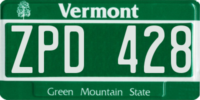 VT license plate ZPD428