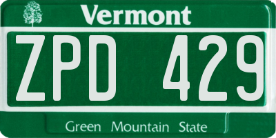 VT license plate ZPD429