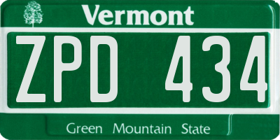VT license plate ZPD434