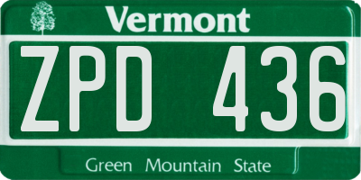 VT license plate ZPD436
