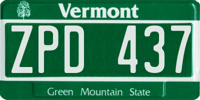 VT license plate ZPD437
