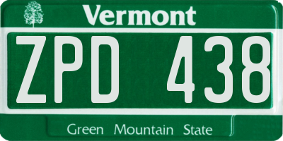 VT license plate ZPD438