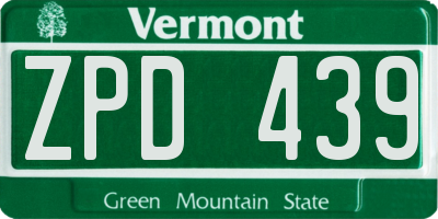 VT license plate ZPD439