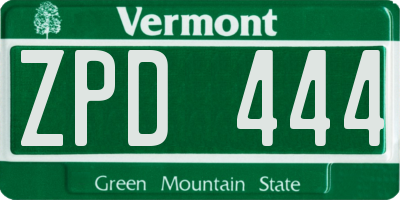 VT license plate ZPD444