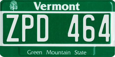 VT license plate ZPD464