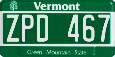 VT license plate ZPD467