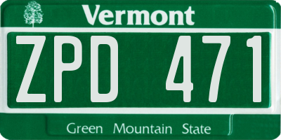 VT license plate ZPD471