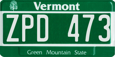 VT license plate ZPD473