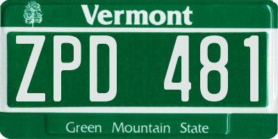 VT license plate ZPD481