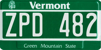 VT license plate ZPD482