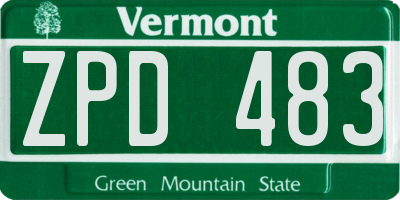VT license plate ZPD483