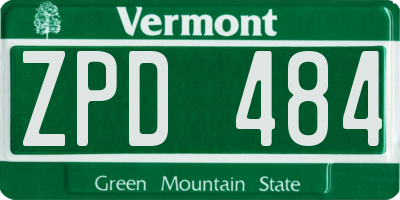 VT license plate ZPD484