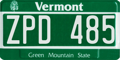 VT license plate ZPD485