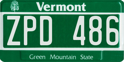 VT license plate ZPD486