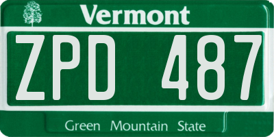 VT license plate ZPD487