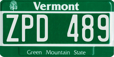 VT license plate ZPD489