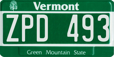 VT license plate ZPD493