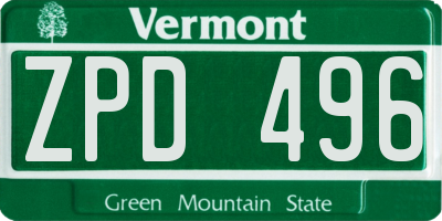 VT license plate ZPD496