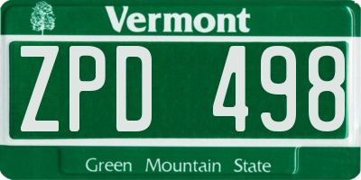 VT license plate ZPD498