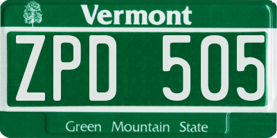 VT license plate ZPD505
