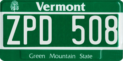 VT license plate ZPD508