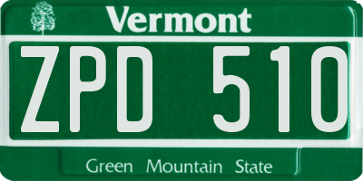 VT license plate ZPD510