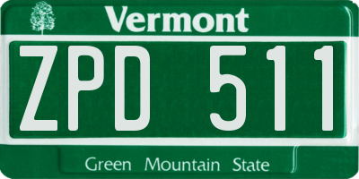 VT license plate ZPD511