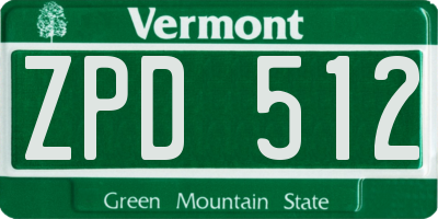 VT license plate ZPD512