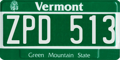 VT license plate ZPD513